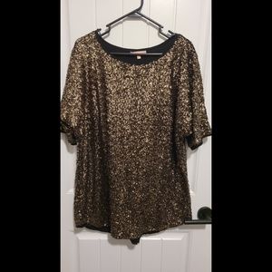 Gibson Latimer gold black sequin top L XL